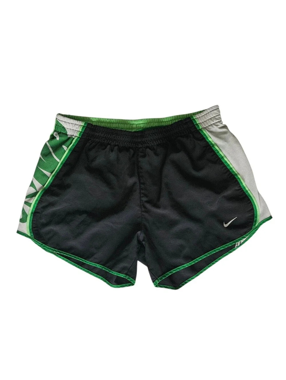 NIKE Dri-FIT Tempo Black Green Athletic Running Shorts | SZ S